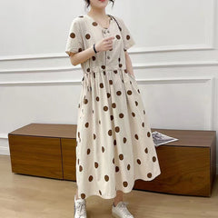 Slimming A-Line Simple Polka Dot Dress