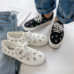 Modische, vielseitige Unisex-Skateboard-Sneaker mit Bären-Print