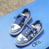 Men's Washed Denim Star Pattern Trendy Sneakers