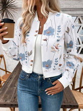 Zipper Floral Print Casual Jacket Coat