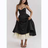 Suspender V-neck Sleeveless Dress Tutu Long Skirt