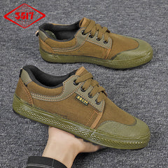 Zapatos de lona de trabajo de camuflaje caqui para construcción de entrenamiento para hombres