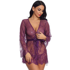 Bata de encaje de leopardo con tanga azul