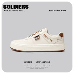 Zapatos de lona blancos de punta redonda y estilo grande para hombre