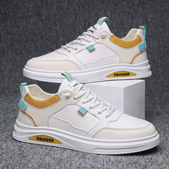 Weiße koreanische Skateboard-Sneakers mit Fleecefutter für Herren