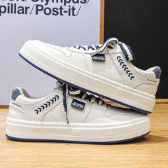 Zapatos de lona blancos de punta redonda y estilo grande para hombre