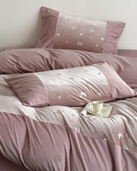 Lilou Velvet Butterfly Bedding Set - Pink Blush