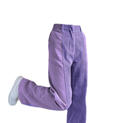 Pantalones de pana con cintura alta y paneles Temperament