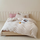 Parker Minimalist Striped Bedding Set - Pink