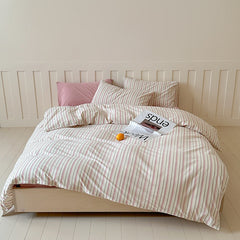 Parker Minimalist Striped Bedding Set - Pink