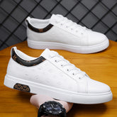 Men's Versatile White Round Toe Green Trendy Sneakers