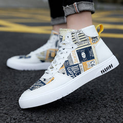 Trendy Men's Fashionable Personalized Graffiti Leisure Sneakers