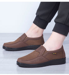 Zapatos de lona transpirables de tela antigua de Beijing de malla de verano para hombre