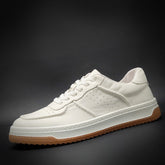 Men's White Top Layer Cowhide Platform Sneakers