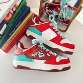 Damen Rot Für Frühling College Vintage Sport Sneakers