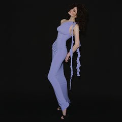 Backless High Waist Ribbon Neck Midi Dress