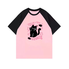 Linda camiseta bordada con gato
