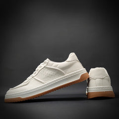 Men's White Top Layer Cowhide Platform Sneakers