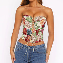 Printed Herringbone Bra Vest Tube Top