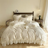 Rosalie Embroidered Cotton Ruffle Bedding Set - Ivory Blush