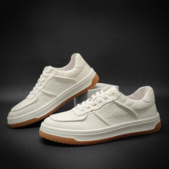 Men's White Top Layer Cowhide Platform Sneakers
