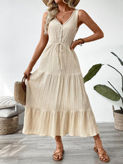 Textured Sleeveless Seaside Dress