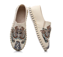Zapatos de lona transpirables con bordado y suela de tela resistente para hombre