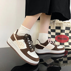 Zapatillas deportivas de otoño para hombre, bicolores, con suela gruesa y cordones, estilo Little Monster Couple