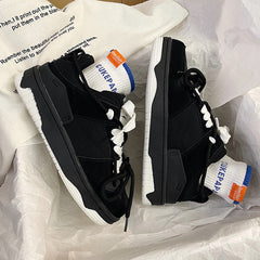 Zapatillas negras de suela gruesa de moda para hombre para primavera