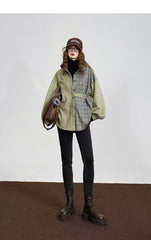 Blazer irregular con costuras a cuadros