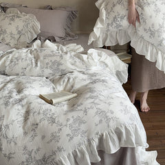 Ophelia Floral Ruffle Double Gauze Bedding Set