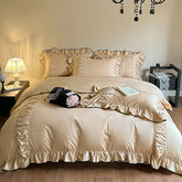 French Pleated Ruffle Bedding Set - Champagne