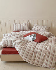 Parker Minimalist Striped Bedding Set - Red