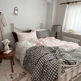 Emi Patchwork Gingham Bedding Set - Soft Mocha Pink
