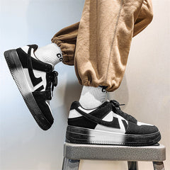 Stylish Men's Black And White Canvas Shoes