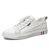 Men's White First Layer Cowhide Slip-on Crocodile Sneakers