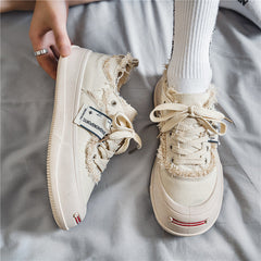 Zapatos casuales blancos con plataforma color canela para hombre, primavera y verano