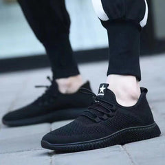 Zapatos casuales negros transpirables de malla de verano para hombre únicos