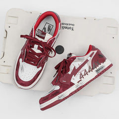 Zapatillas deportivas desgastadas con grafiti de grulla de papel para mujer y hombre