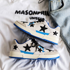 Zapatillas deportivas modernas con estampado de estrellas de mezclilla lavada para hombre