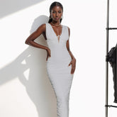 Vestido largo fruncido blanco