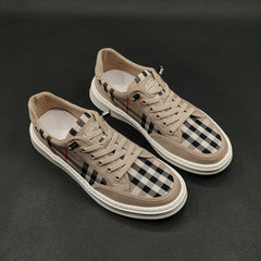 Men's Soft Bottom Skateboard Fashionable Checked Sneakers