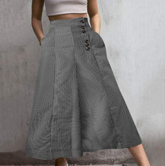 Retro High Waist Striped Printed Wide Leg Pants