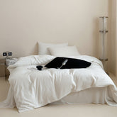 Logan Modern Pleated Striped Bedding Set - White