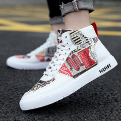 Trendy Men's Fashionable Personalized Graffiti Leisure Sneakers