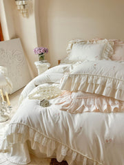 Chiffon Lace Princess Bedding Set - French White