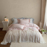 Bella Floral Lace Ruffled Princess Bedding Set - Pink