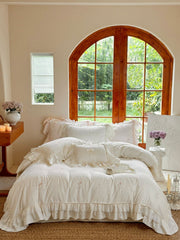 Chiffon Lace Princess Bedding Set - French White
