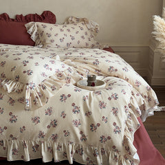 Juliette Rose Ruffled Burgundy Red Bedding Set