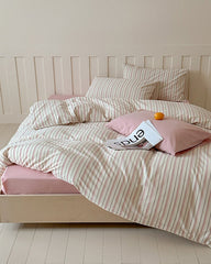 Parker Minimalist Striped Bedding Set - Pink
